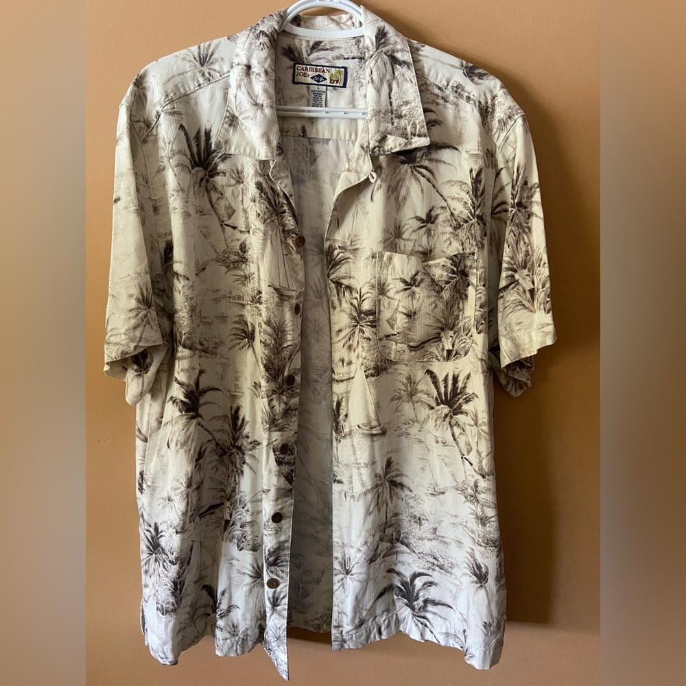 Caribbean Joe Let Go Hawaiian Tropical Button Down Shirt ✨Sz L✨